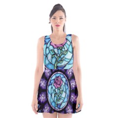 Cathedral Rosette Stained Glass Beauty And The Beast Scoop Neck Skater Dress by Cowasu