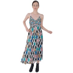 Diamond Shapes Pattern Tie Back Maxi Dress by Cowasu