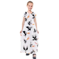 Dragon-phoenix-fire-bird-ancient Kids  Short Sleeve Maxi Dress by Cowasu