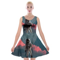 Astronaut-moon-space-nasa-planet Velvet Skater Dress by Cowasu