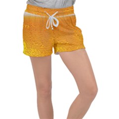 Beer Bubbles Pattern Women s Velour Lounge Shorts by Cowasu