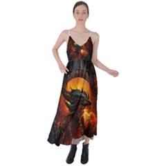 Dragon Fire Fantasy Art Tie Back Maxi Dress by Cowasu