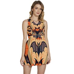 Bat Pattern Sleeveless High Waist Mini Dress by Valentinaart