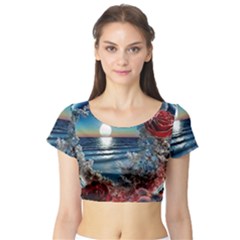 Images (26) Short Sleeve Crop Top by Humidesigner786