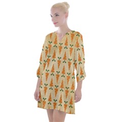 Patter-carrot-pattern-carrot-print Open Neck Shift Dress by Cowasu