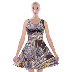 Abstract-drawing-design-modern Velvet Skater Dress by Cowasu