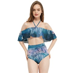 Sea-waves-ocean-water-beach-surf Halter Flowy Bikini Set  by Cowasu