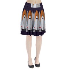 Rocket-space-universe-spaceship Pleated Skirt by Cowasu