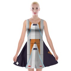 Rocket-space-universe-spaceship Velvet Skater Dress by Cowasu