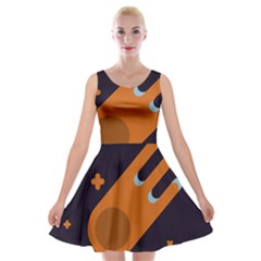 Meteor-meteorite-space-comet Velvet Skater Dress by Cowasu