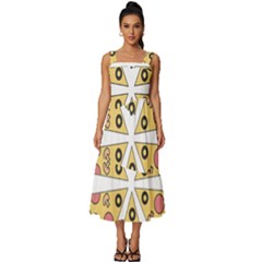 Pizza-slice-food-italian Square Neckline Tiered Midi Dress by Sarkoni