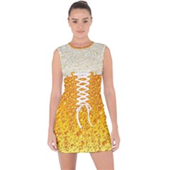 Bubble-beer Lace Up Front Bodycon Dress by Sarkoni