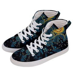 Castle Starry Night Van Gogh Parody Men s Hi-top Skate Sneakers by Sarkoni