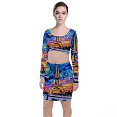 Eiffel Tower Starry Night Print Van Gogh Top And Skirt Sets by Sarkoni