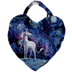 Unicorn Starry Night Print Van Gogh Giant Heart Shaped Tote by Sarkoni