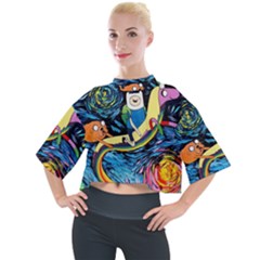 Cartoon Parody  Art Starry Night Van Gogh Mock Neck T-shirt by Sarkoni