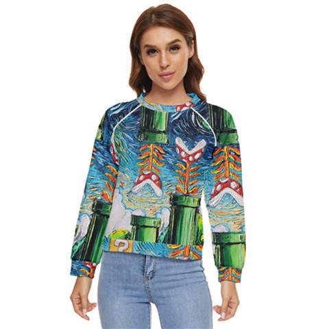 Game Starry Night Doctor Who Van Gogh Parody Women s Long Sleeve Raglan T-shirt by Sarkoni