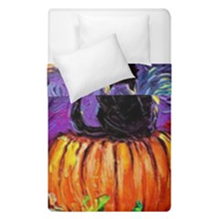 Halloween Art Starry Night Hallows Eve Black Cat Pumpkin Duvet Cover Double Side (single Size) by Sarkoni