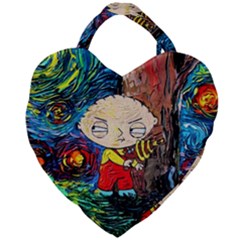 Cartoon Starry Night Vincent Van Gogh Giant Heart Shaped Tote by Sarkoni