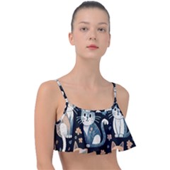 Cats Pattern Frill Bikini Top by Valentinaart