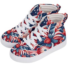 America Pattern Kids  Hi-top Skate Sneakers by Valentinaart