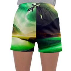 Aurora Lake Neon Colorful Sleepwear Shorts by Bangk1t