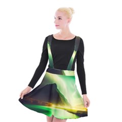 Aurora Lake Neon Colorful Suspender Skater Skirt by Bangk1t