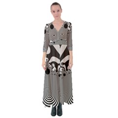 Pattern Illusion Fractal Mandelbrot Button Up Maxi Dress by Bangk1t