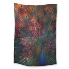 Peacock Feather Bird Large Tapestry by Bedest