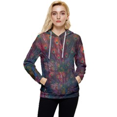 Peacock Feather Bird Women s Lightweight Drawstring Hoodie by Bedest