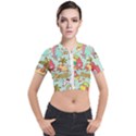 Summer Up Cute Doodle Short Sleeve Cropped Jacket View1