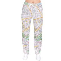 London City Map Women Velvet Drawstring Pants by Bedest