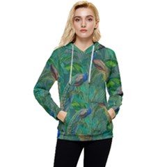 Peacock Paradise Jungle Women s Lightweight Drawstring Hoodie by Bedest