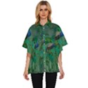 Peacock Paradise Jungle Women s Batwing Button Up Shirt View1