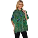 Peacock Paradise Jungle Women s Batwing Button Up Shirt View3