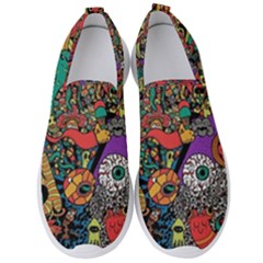 Cute Cartoon Doodle Men s Slip On Sneakers by Bedest