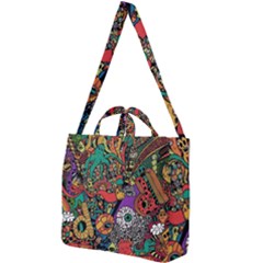 Cute Cartoon Doodle Square Shoulder Tote Bag by Bedest