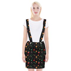 Christmas Pattern Texture Colorful Wallpaper Braces Suspender Skirt by Ravend