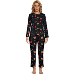 Christmas Pattern Texture Colorful Wallpaper Womens  Long Sleeve Lightweight Pajamas Set by Ravend