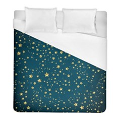 Star Golden Pattern Christmas Design White Gold Duvet Cover (full/ Double Size) by Ravend