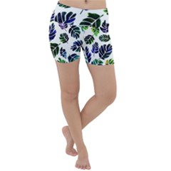 Leaves Watercolor Ornamental Decorative Design Lightweight Velour Yoga Shorts by Ravend