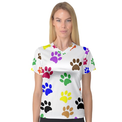 Pawprints-paw-prints-paw-animal V-neck Sport Mesh T-shirt by Ravend