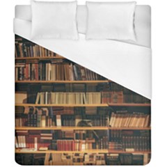 Books On Bookshelf Assorted Color Book Lot In Bookcase Library Duvet Cover (california King Size) by Ravend