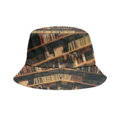 Books On Bookshelf Assorted Color Book Lot In Bookcase Library Bucket Hat by Ravend