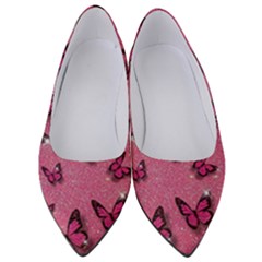 Pink Glitter Butterfly Women s Low Heels by Ndabl3x