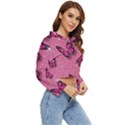 Pink Glitter Butterfly Women s Lightweight Cropped Hoodie View3