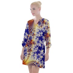 Psychedelic Colorful Abstract Trippy Fractal Mandelbrot Set Open Neck Shift Dress by Bedest