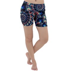 Psychedelic Colorful Abstract Trippy Fractal Lightweight Velour Yoga Shorts by Bedest