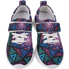 Purple Psychedelic Art Pattern Mosaic Design Fractal Art Kids  Velcro Strap Shoes by Bedest