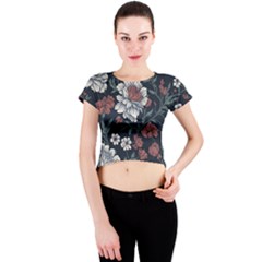 Flower Pattern Crew Neck Crop Top by Bedest